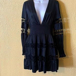 Navy blue satin dress
